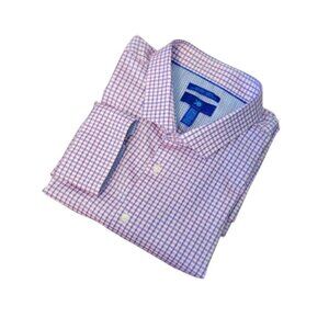 Egara Red, Blue & White Checked Non Iron Dress Shirt Size XLT